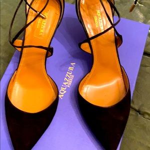 Aquazzura Matilda 75 black suede heels